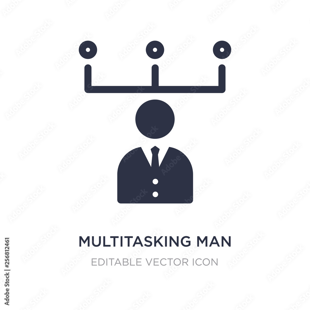 Aufkleber multitasking man icon on white background. simple element illustration from web concept.