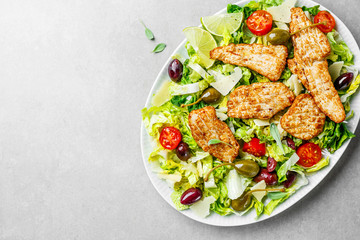 Chicken salad with vegetables and olives