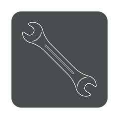 Icono plano lineal llave de industria en cuadrado color gris