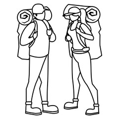 adventurous couple with travelbag