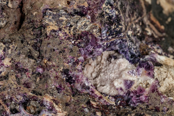 Fototapeta na wymiar macro stone Fluorite mineral on a black background