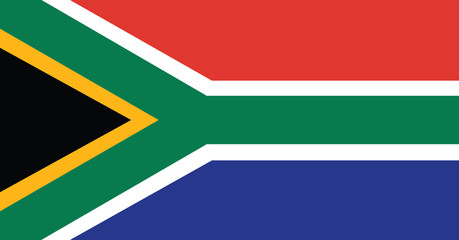 South Africa flag, official colors and proportion correctly. National South Africa flag. Vector illustration. EPS10. South Africa flag vector icon, simple, flat design for web or mobile app. - obrazy, fototapety, plakaty