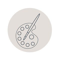 Icono plano lineal paleta pintor en círculo color gris