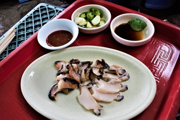 Raw abalone, sea snail on Jeju, Korea
