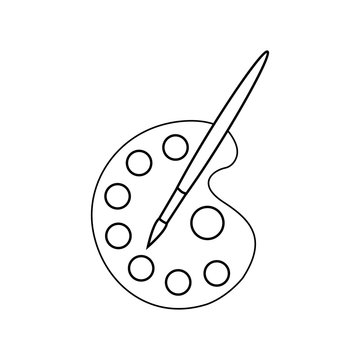 recommend clip art: Icono plano lineal paleta pintor en color negro