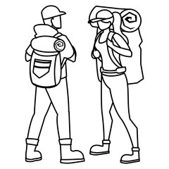 adventurous couple with travelbag