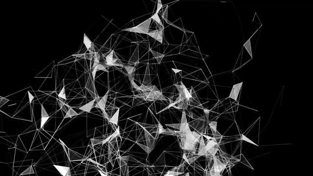 Rolling Low polygonal background animation with strokes and dots moving randomly. Abstract triangle shape moving particles