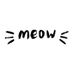 Cute meow cat quotes illustartion vector. Perfect for logo, logotype, invitation, greeting card, poster, etc