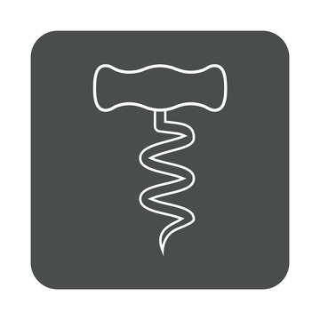 recommend clip art: Icono plano lineal sacacorchos en cuadrado color gris