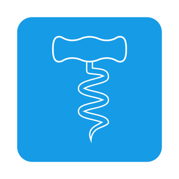 recommend clip art: Icono plano lineal sacacorchos en cuadrado color azul