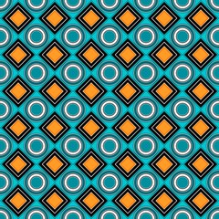 Vector seamless pattern. blade, black, yellow, rhombus, square, circle, textiles. Modern stylish texture. Repeating geometric figures. Abstract background