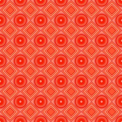 Vector seamless pattern. red, orange, warm, heat, rhombus, square, circle, textiles. Modern stylish texture. Repeating geometric figures. Abstract background