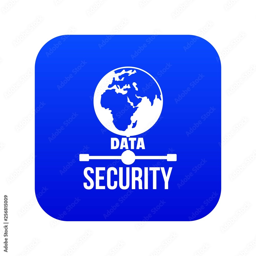 Poster global data security icon blue vector isolated on white background