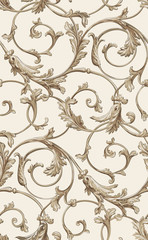Vector classic seamless pattern background. Classical luxury old fashioned classic ornament, royal victorian seamless texture for wallpapers, textile, wrapping. Exquisite floral baroque template. beig