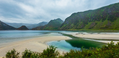 Lofoten fjords night view