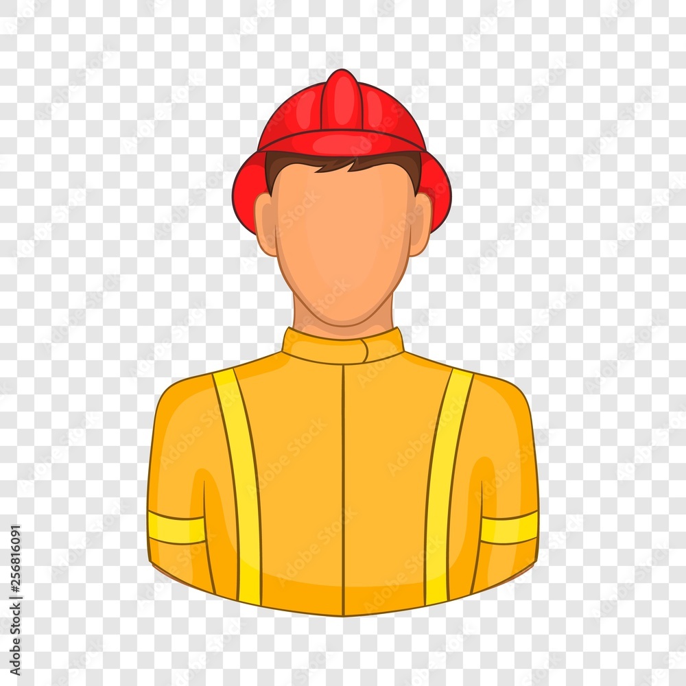 Poster firemen icon in cartoon style on a background for any web design