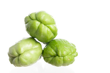 Fototapeta premium Fresh chayote fruits (Sechium edulis) isolated on white