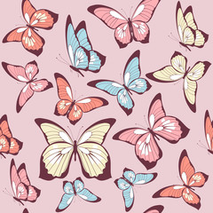 pattern beautiful color butterflies set