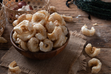 Fototapeta premium Pork rinds also known as chicharon or chicharrones , kab moo