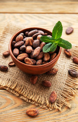 Bowl with Cocoa beans