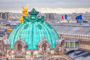Paris panoramic view with Opera Garnier dome 