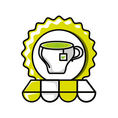 seal with tea herb cup and parasol