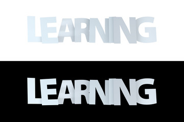 Fototapeta na wymiar 3D Learning Text on White and Black Version