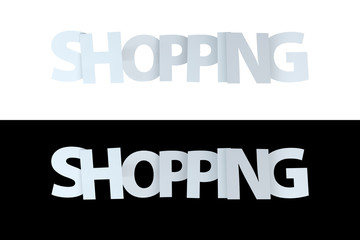 3D Shopping Text on White and Black Version