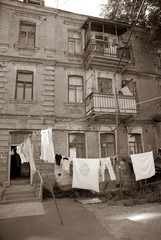Old town, old, damaged buildings, collapsing buildings