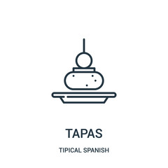 tapas icon vector from tipical spanish collection. Thin line tapas outline icon vector illustration. Linear symbol for use on web and mobile apps, logo, print media. - obrazy, fototapety, plakaty