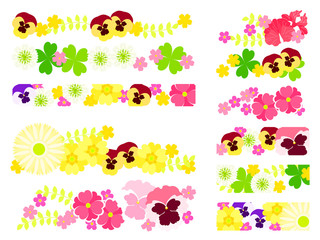 春の小さな花のイラストのセット