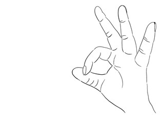 Obraz premium Hand drawn of hand of woman which OK expression 