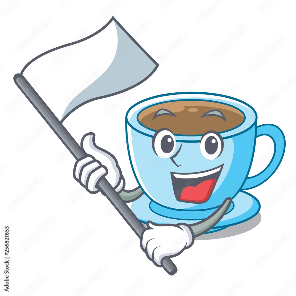 Sticker with flag milk tea isolated with the mascot