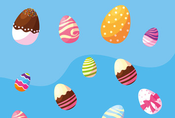 happy easter eggs painted pattern