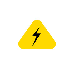 Flat icon of a yellow warming symbol about electricity