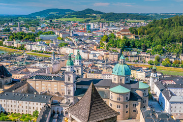 Beautiful view of Salzburg city skyline  in the summer