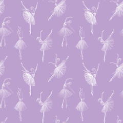 Ballerinas drawing hand-drawn with chalk. Seamless pattern © Sveta_Aho