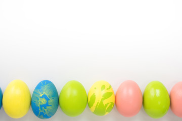 easter eggs concept. color eggs on white background.