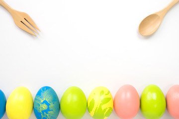 easter eggs concept. color eggs on white background.