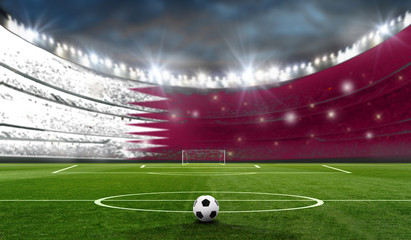 football stadium - Qatar flag - obrazy, fototapety, plakaty