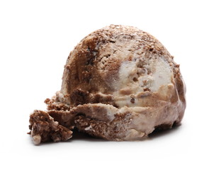 Chocolate ice cream ball isolated on white background