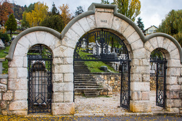 Historical abandoned Jewish Cemetery in Sarajevo. Bosnia and Herzegovina