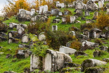 Historical abandoned Jewish Cemetery in Sarajevo. Bosnia and Herzegovina