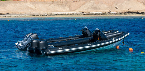 Rigid inflatable boats, RIB boats, diving boats in the red sea.
