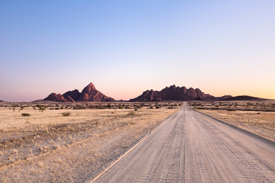 Road towards the Spitzkoppe, Namibia.