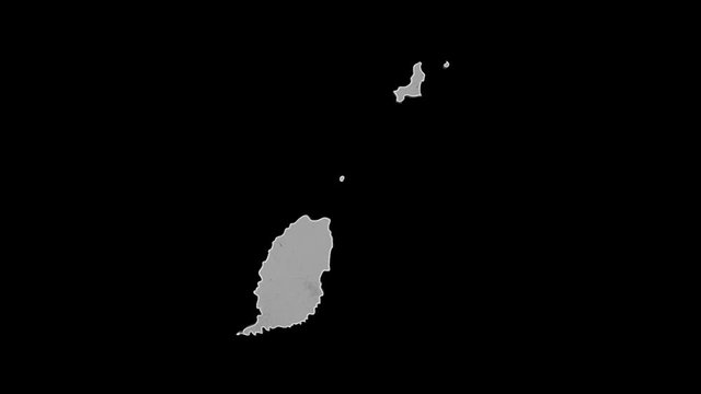 Grenada rotating 3D country map animation. Glossy surface with reflections.