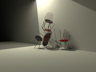 Row of  chairs ,   Concept of choice and being unique. 3d rendering - Illustration