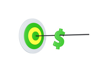 Finance Concept with Aim Target and Arrow with Dollar Sign on White