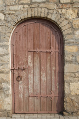 Wooden door on the territory of the Kazan Kremlin, Russia.