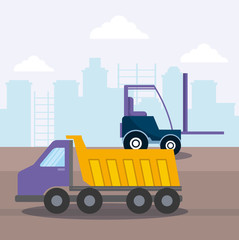 Obraz na płótnie Canvas under construction vehicles icons